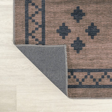 Korsa Geometric Medallion Machine-washable Area Rug